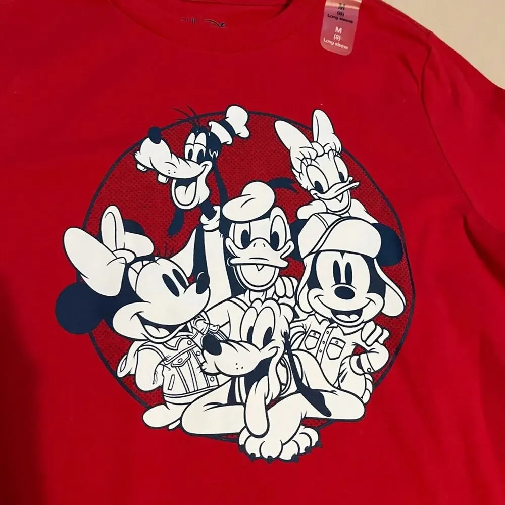 NWT Gap Girls Red Long Sleeve Disney Character Graphic Tee Kids Size Medium